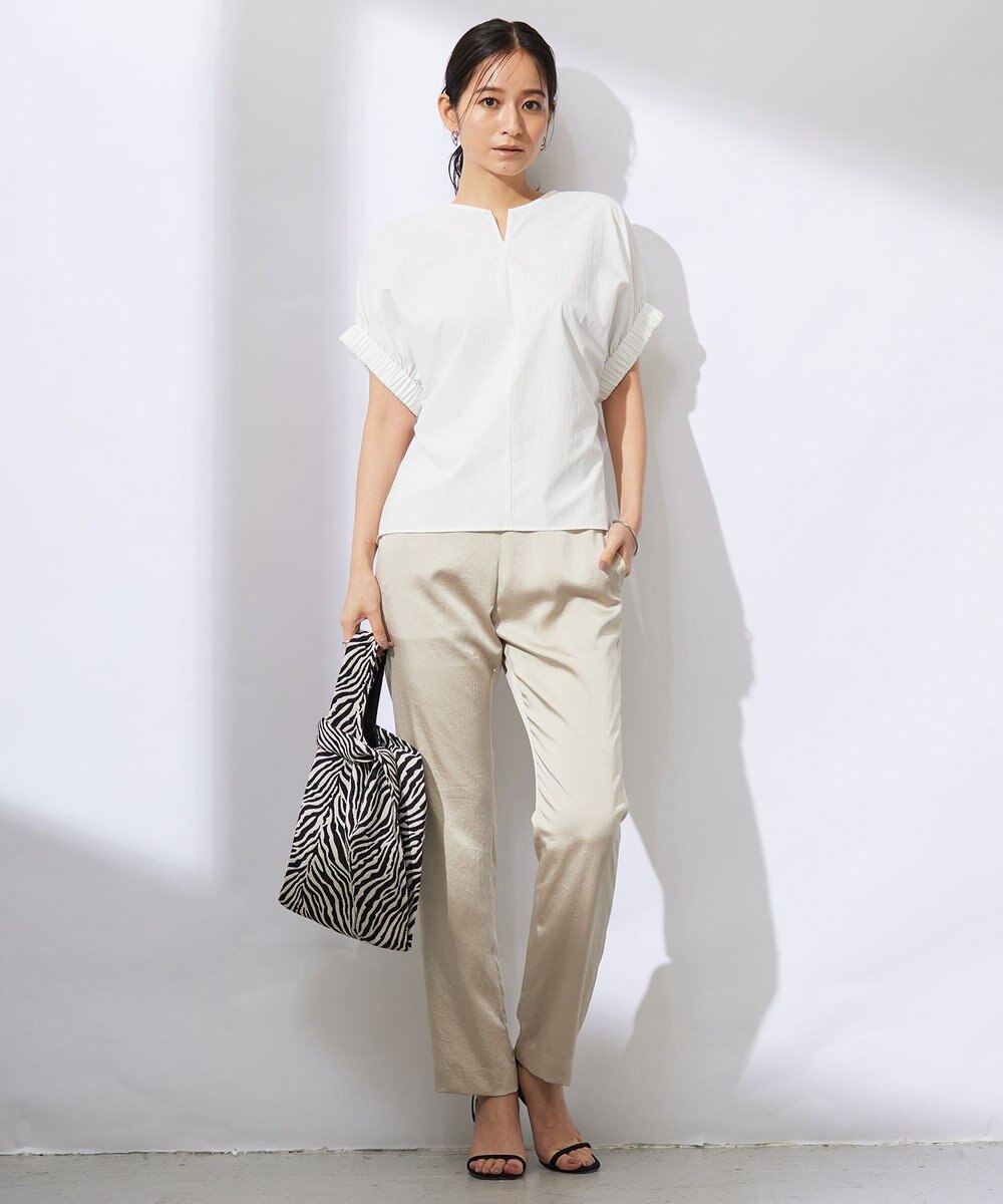 ICB 【MAG×スタイリストコラボ】シャイニーシアーニット×サテンストレートパンツ 