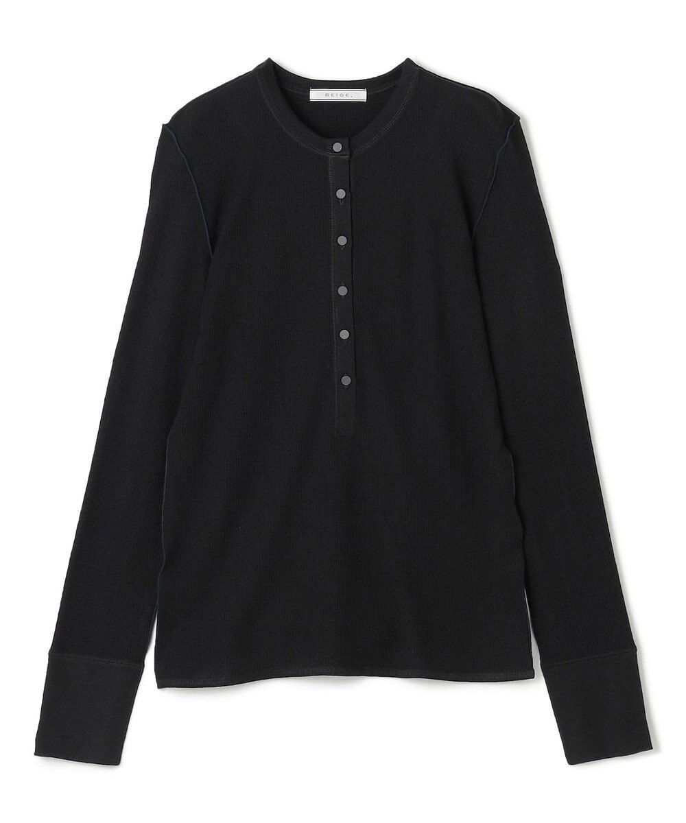 BEIGE， 【洗える・GISELe 10月号掲載】FORD / ウール配色メローヘンリーネックカットソー 