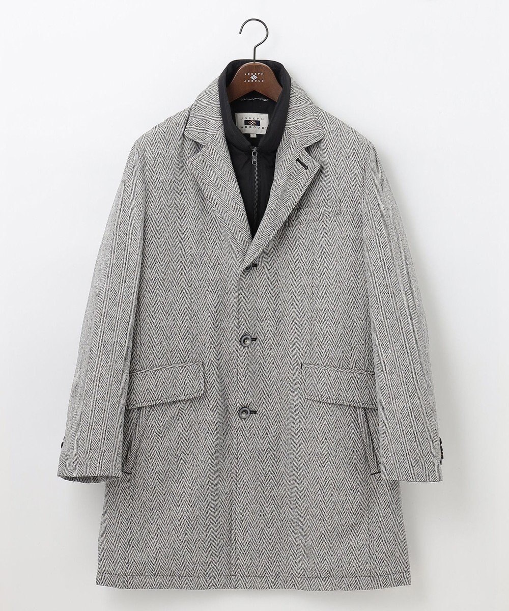 JOSEPH ABBOUD 【撥水/ダウン/ライナー取り外し可能】インターレースヘリンボン コート 