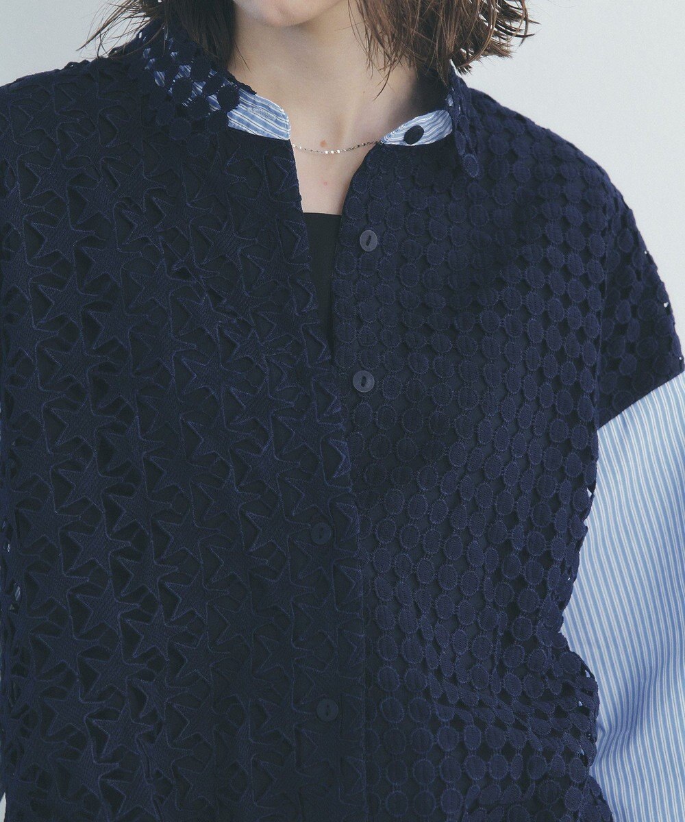 YECCA VECCA レースMIXレイヤードデザインシャツ 