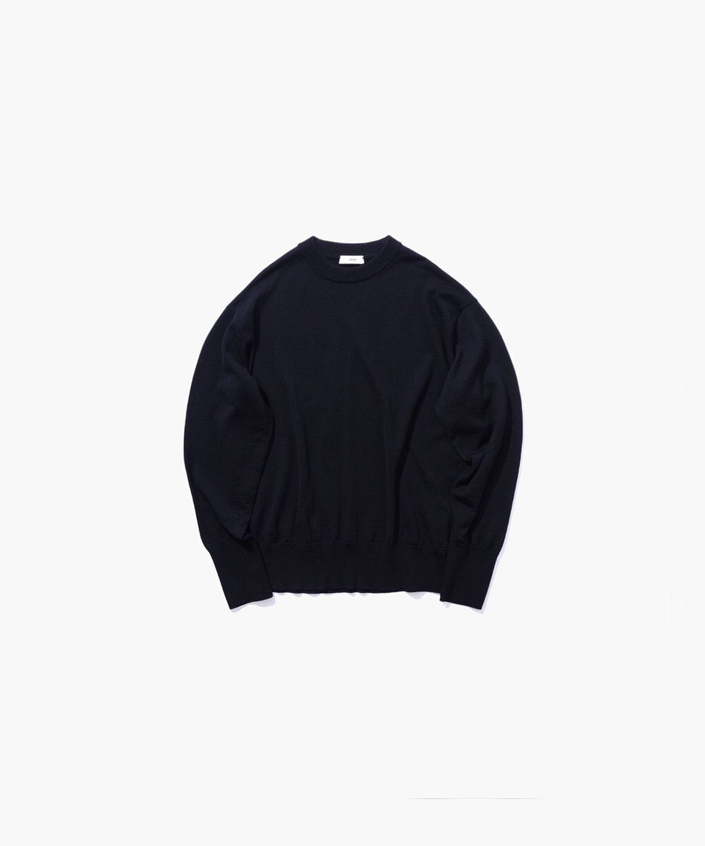 ATON WOOSTED WOOL | クルーネックニット NAVY