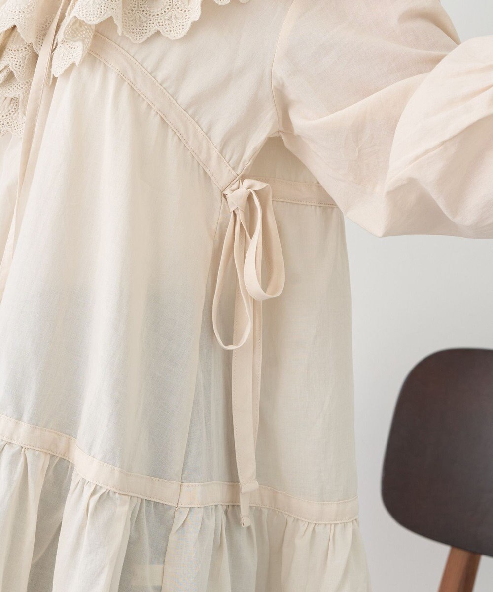 earth music&ecology 【綿100％】サイドリボンラッフルミニワンピース 