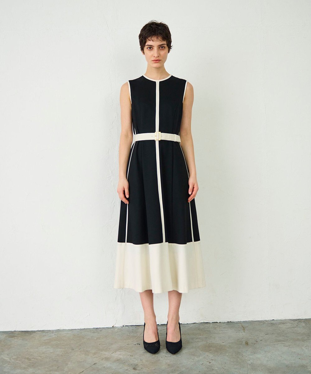 GRACE CONTINENTAL 配色ポンチフレアワンピース 