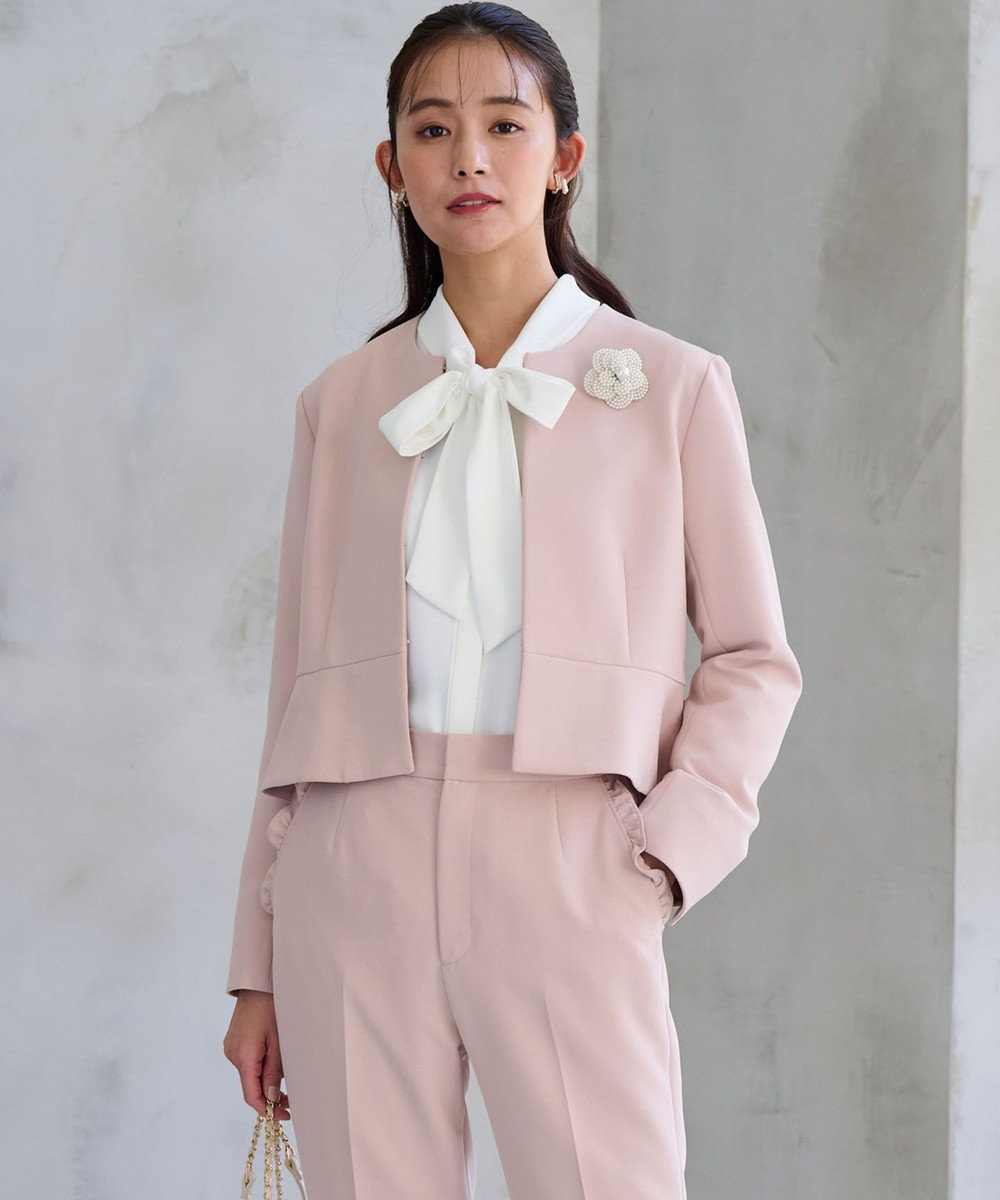 組曲 L 【WEB限定・KUMIKYOKU NAVY】コンフォータブルドレープ ノーカラージャケット 