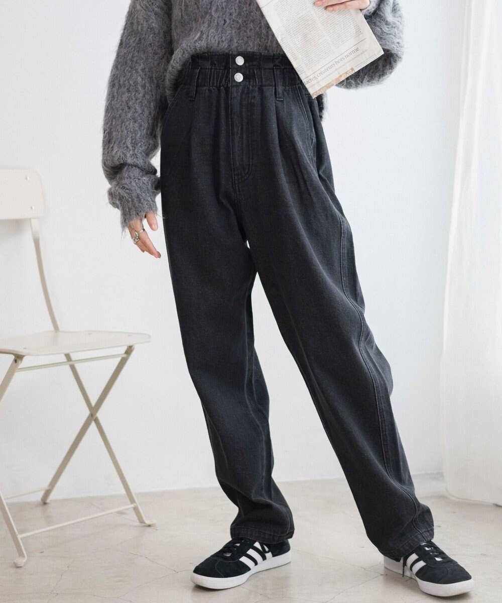 WEGO 【ウエストゴム】ウエストフリルデニムマムパンツ 