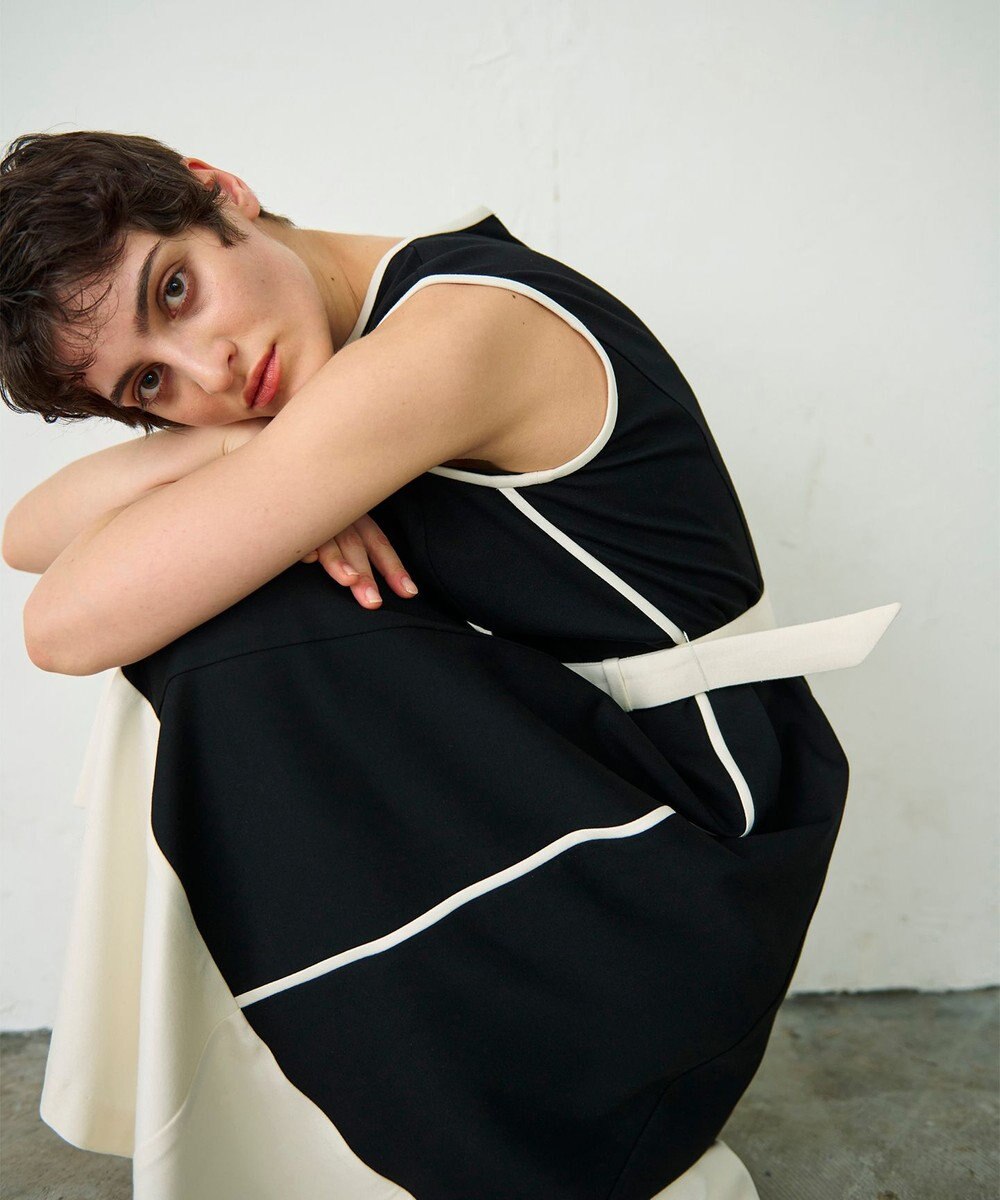 GRACE CONTINENTAL 配色ポンチフレアワンピース 