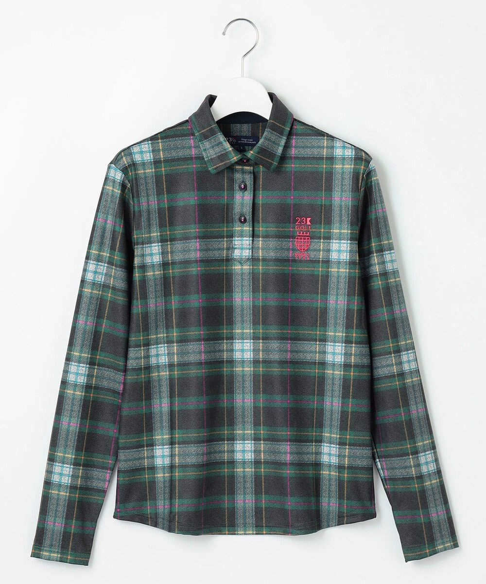23区GOLF 【WOMEN】チェック長袖ポロシャツ 