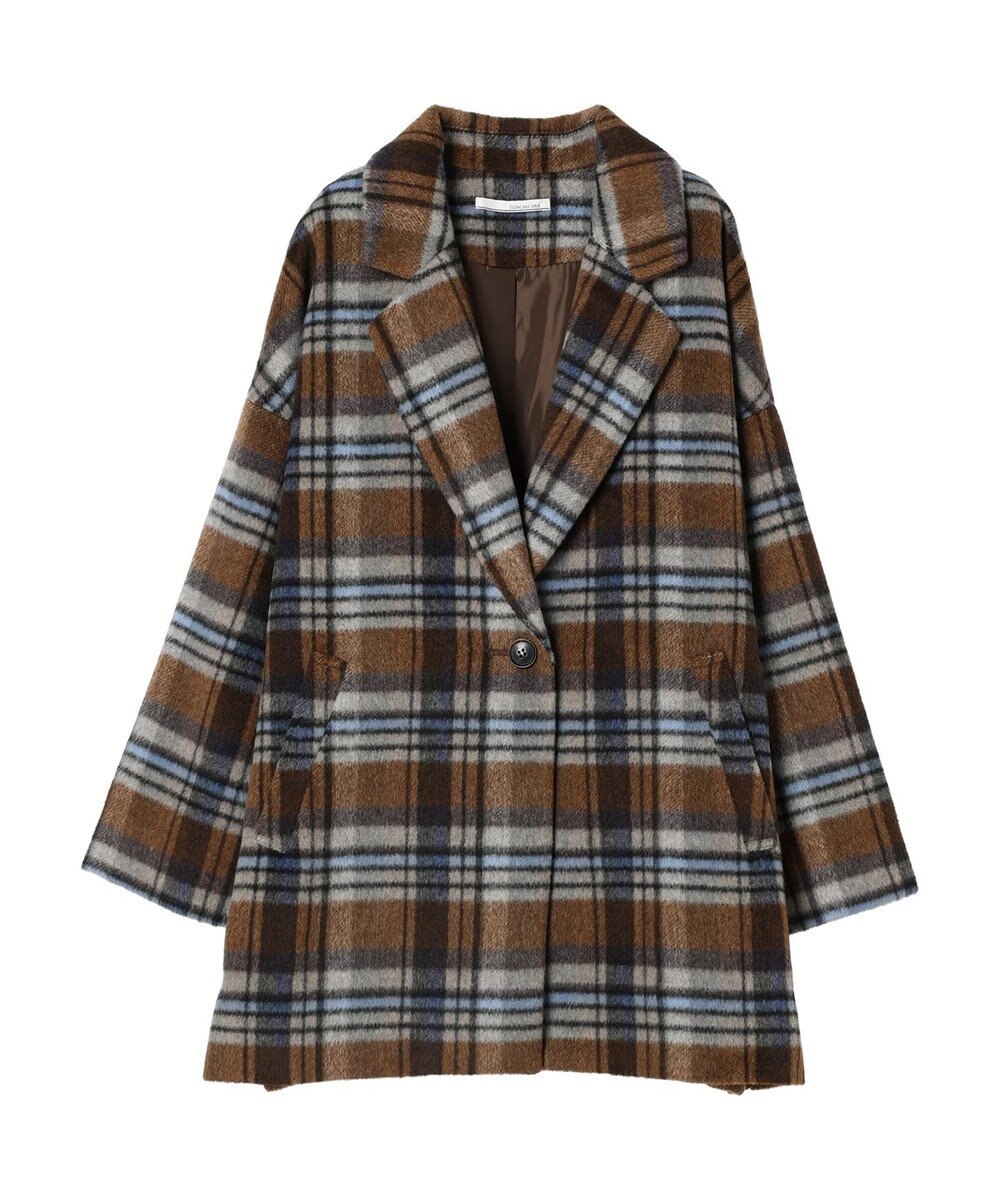 Green Parks ・ＥＬＥＮＣＡＲＥ　ＤＵＥ　シャギーチェックミドルコート 