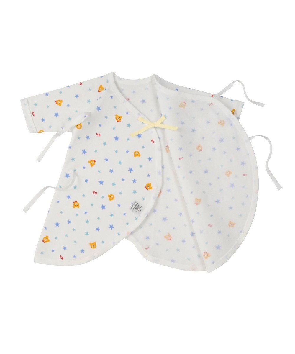 MIKI HOUSE HOT BISCUITS 【50-60cm】 フライス素材の総柄コンビ肌着 