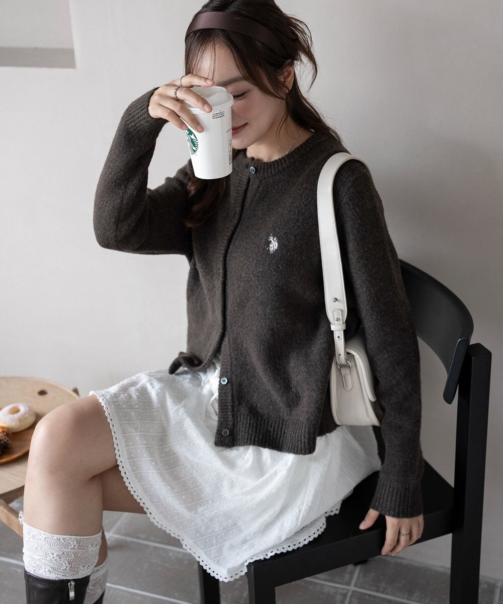 WEGO 【WEB限定/25年秋冬新作】別注USPOLO微起毛カーデ 