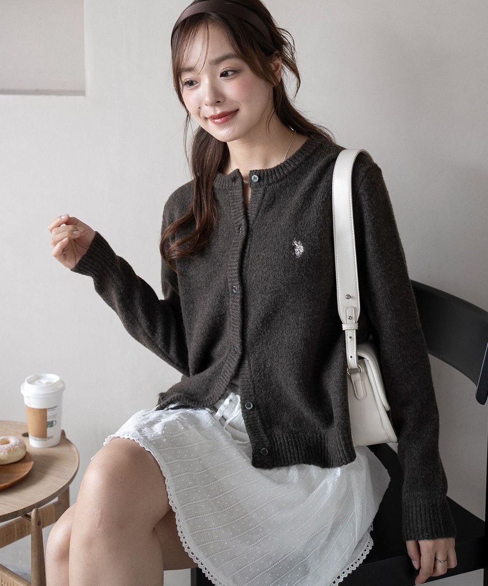 WEGO 【WEB限定/25年秋冬新作】別注USPOLO微起毛カーデ 