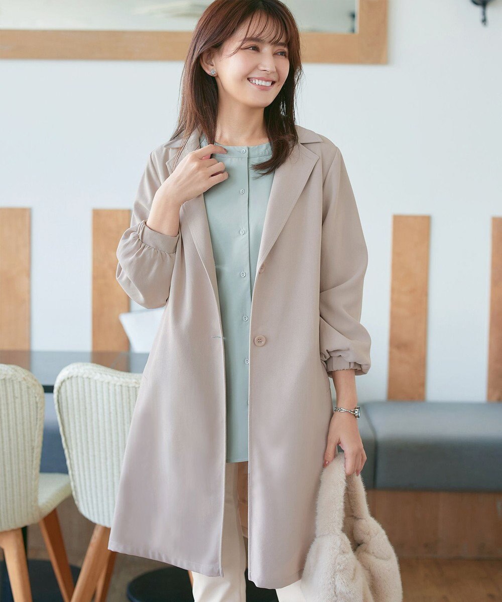 Tiaclasse 【洗える】バックプリーツパフスリーブコート 