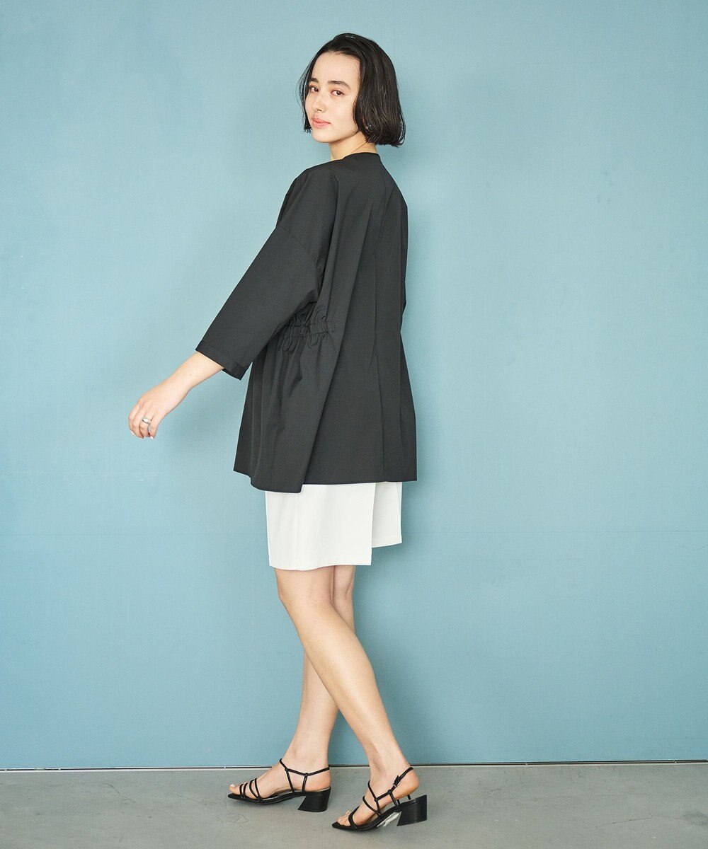 #Newans 【洗濯機可能/シワになりにくい】〈お腹・腰回りをカバー〉ピンタックデザインスクエアブラウス 