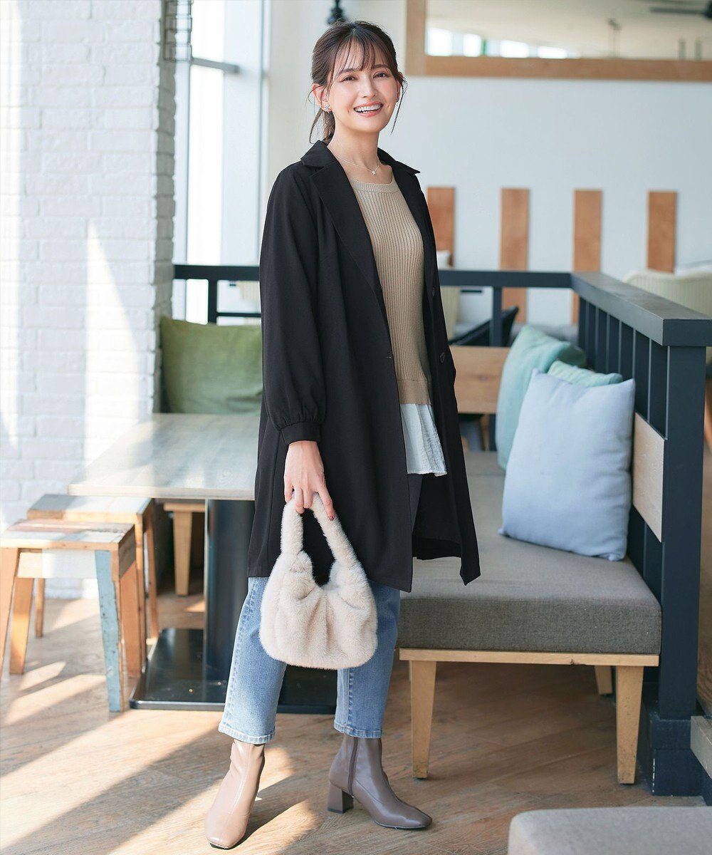 Tiaclasse 【洗える】バックプリーツパフスリーブコート 