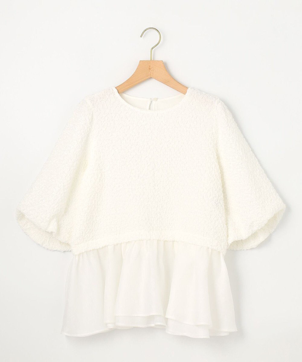 組曲 L シャーリングシフォン シアーペプラム ブラウス 