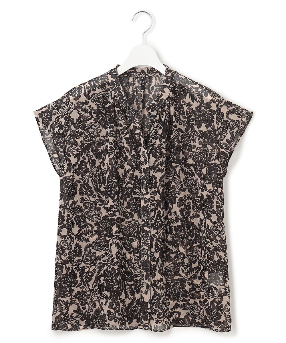 23区 【洗える】ボタニカルプリント スキッパー ブラウス 