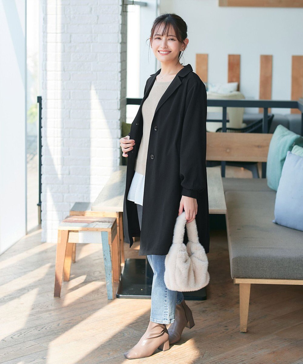 Tiaclasse 【洗える】バックプリーツパフスリーブコート 