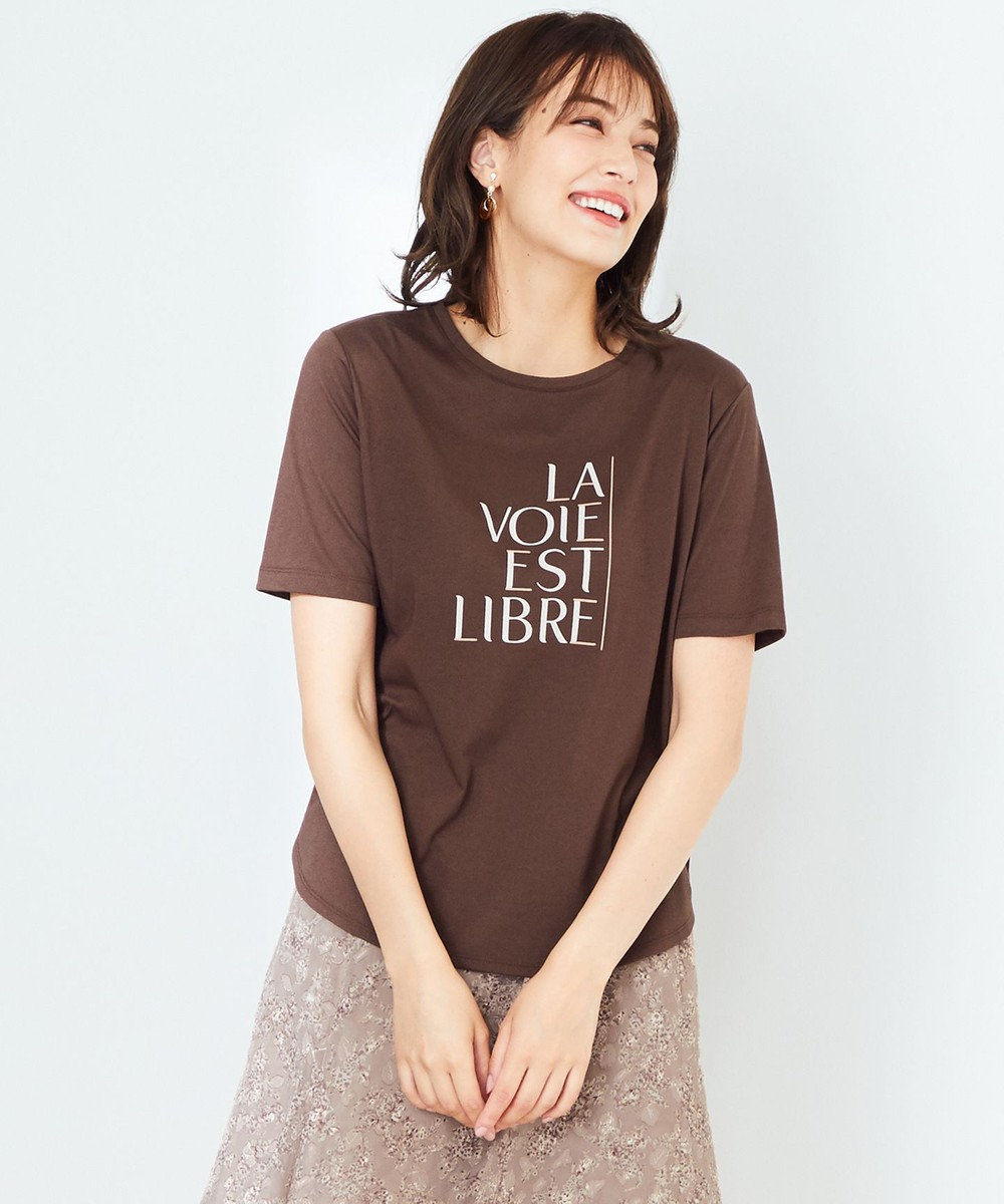 any SiS L 【UVケア】グラフィックロゴ Tシャツ ブラウン