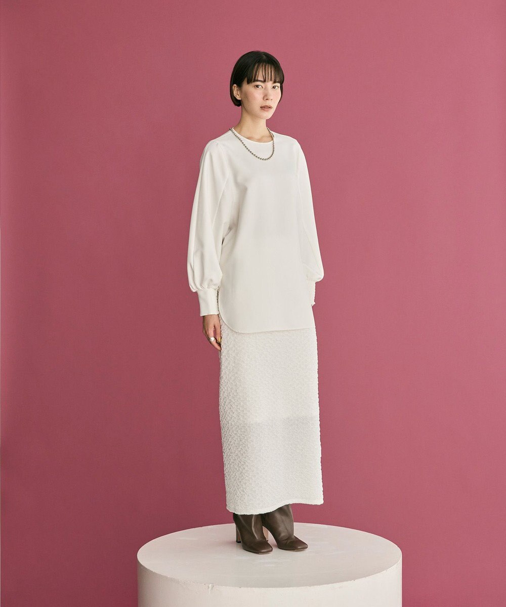 #Newans 【洗濯機可】シャーリングカフスパウダリーブラウス 