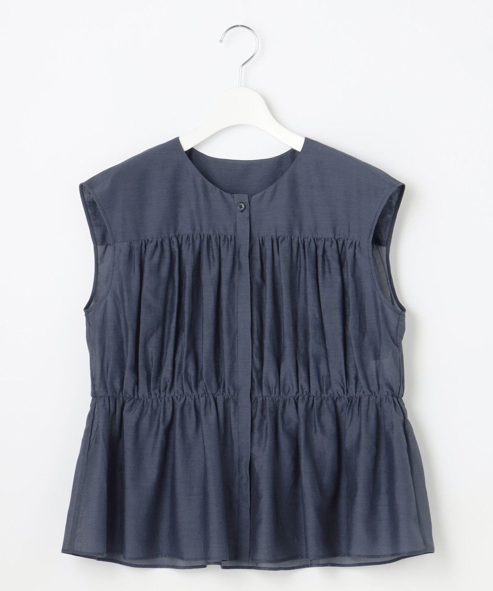 自由区 L シルクコットンローンフレンチスリーブ ブラウス 