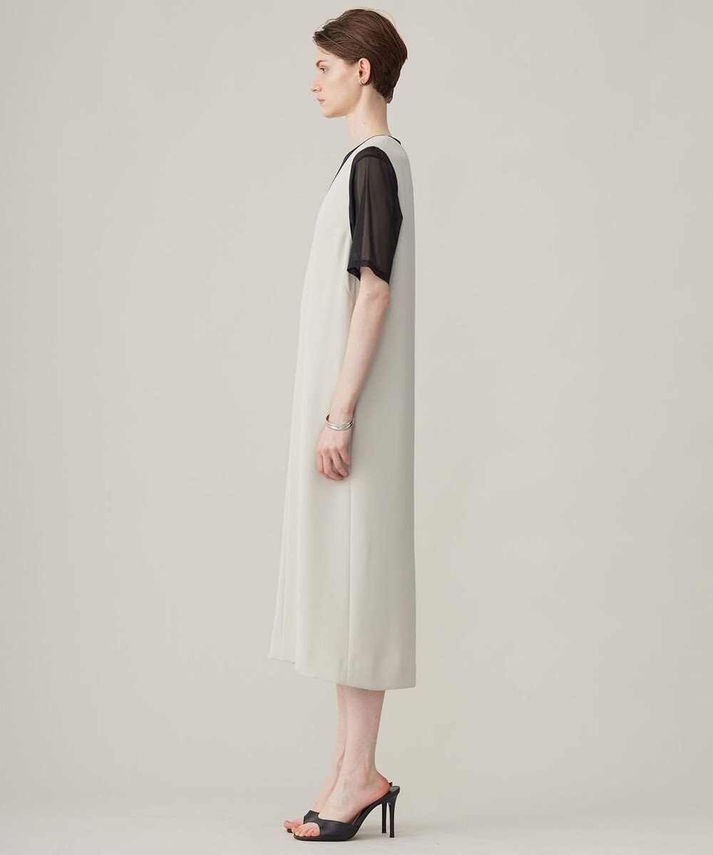 ICB L 【洗える】ライトダブルクロス Vネックワンピース 