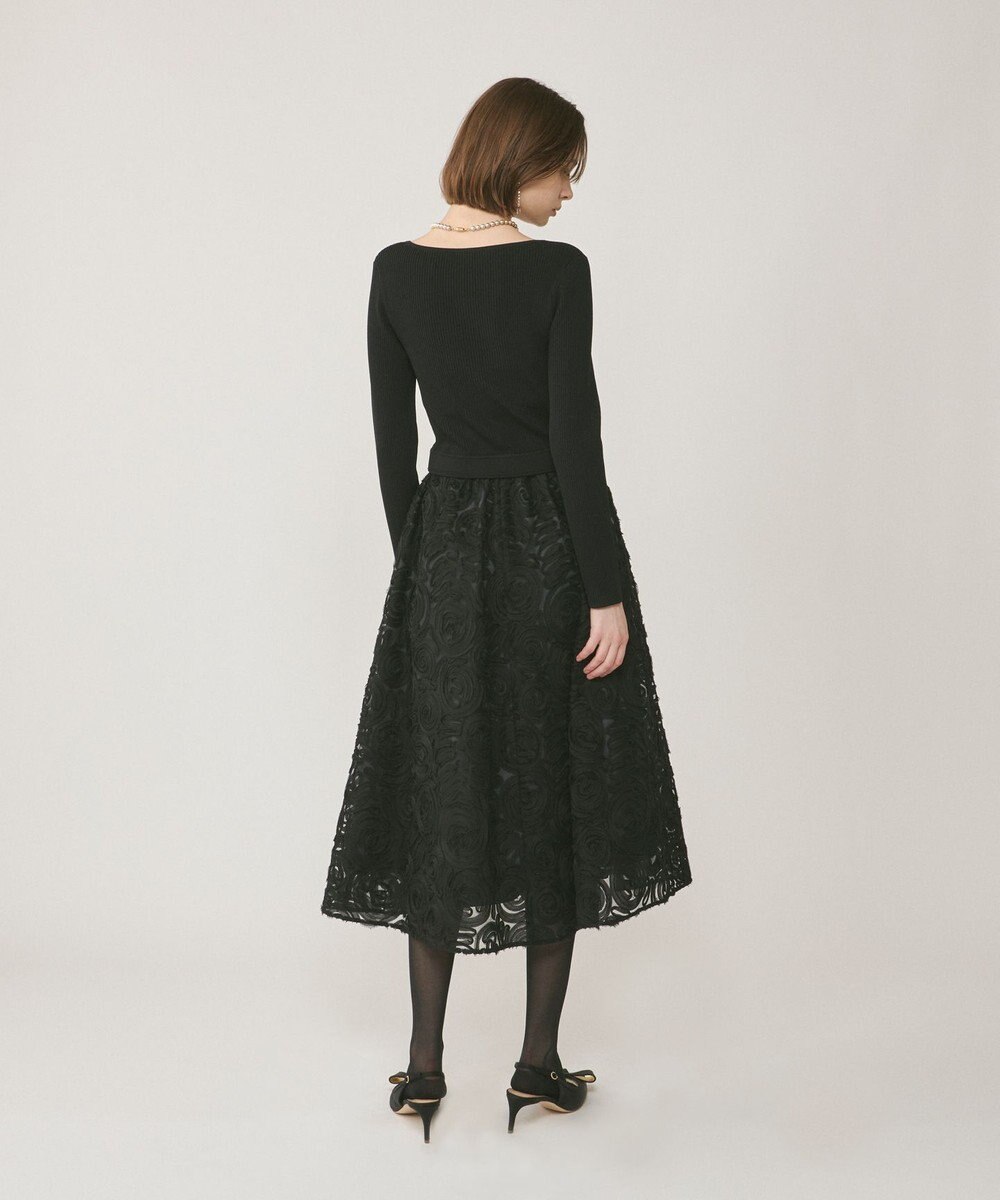 GRACE CONTINENTAL テープ刺繍ニットワンピース 