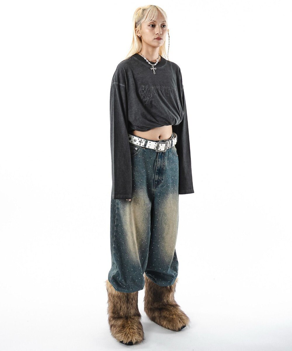 WEGO 【ユニセックス着用ITEM/MLサイズ展開】コールドダイダメージアップリケT（LS） 