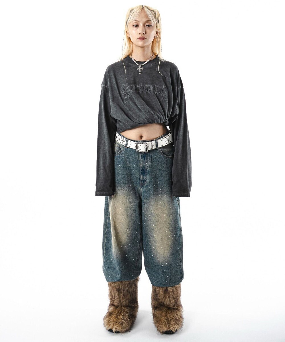 WEGO 【ユニセックス着用ITEM/MLサイズ展開】コールドダイダメージアップリケT（LS） 