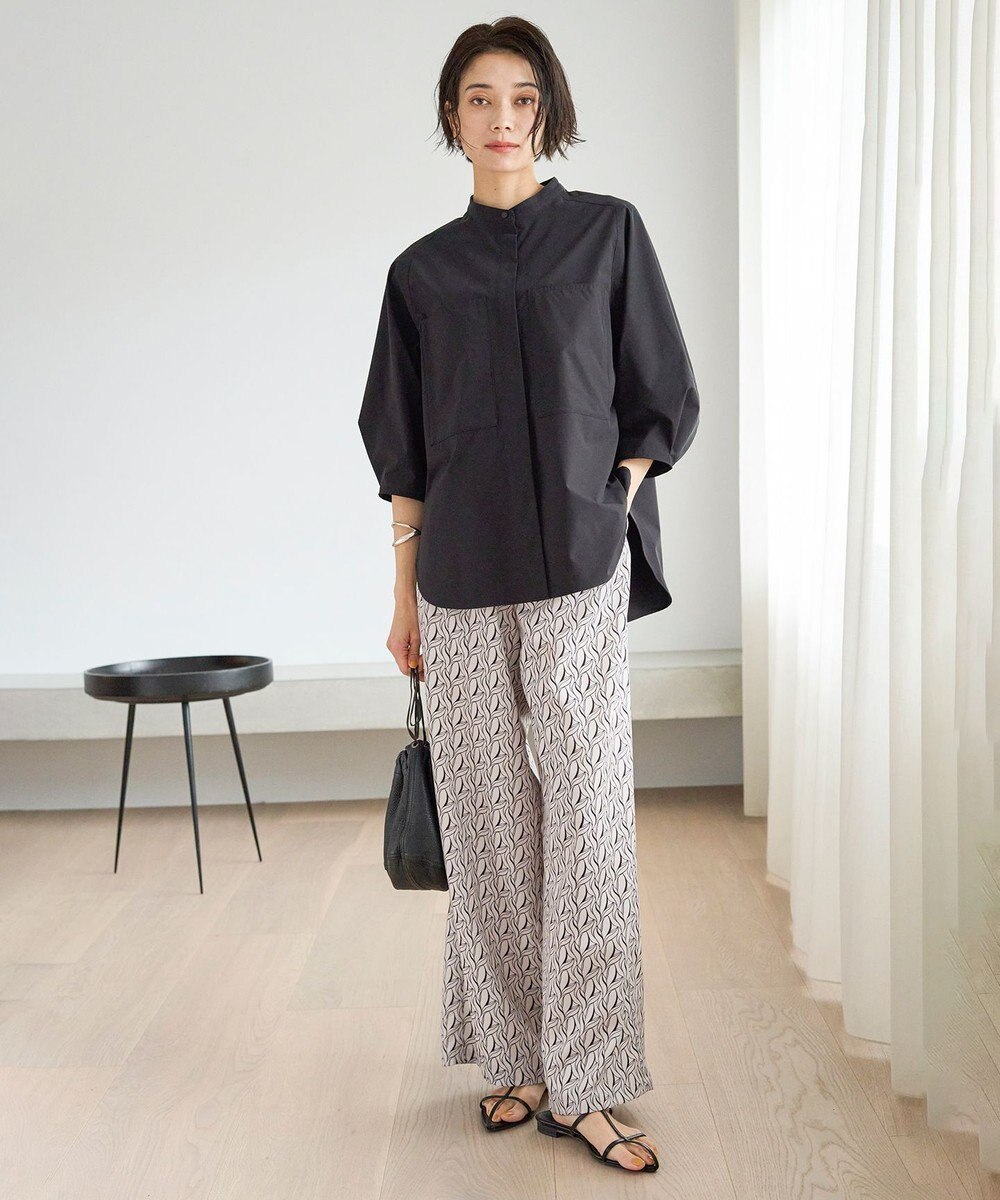 UNFILO FINE MOVE バンドカラーシャツ 