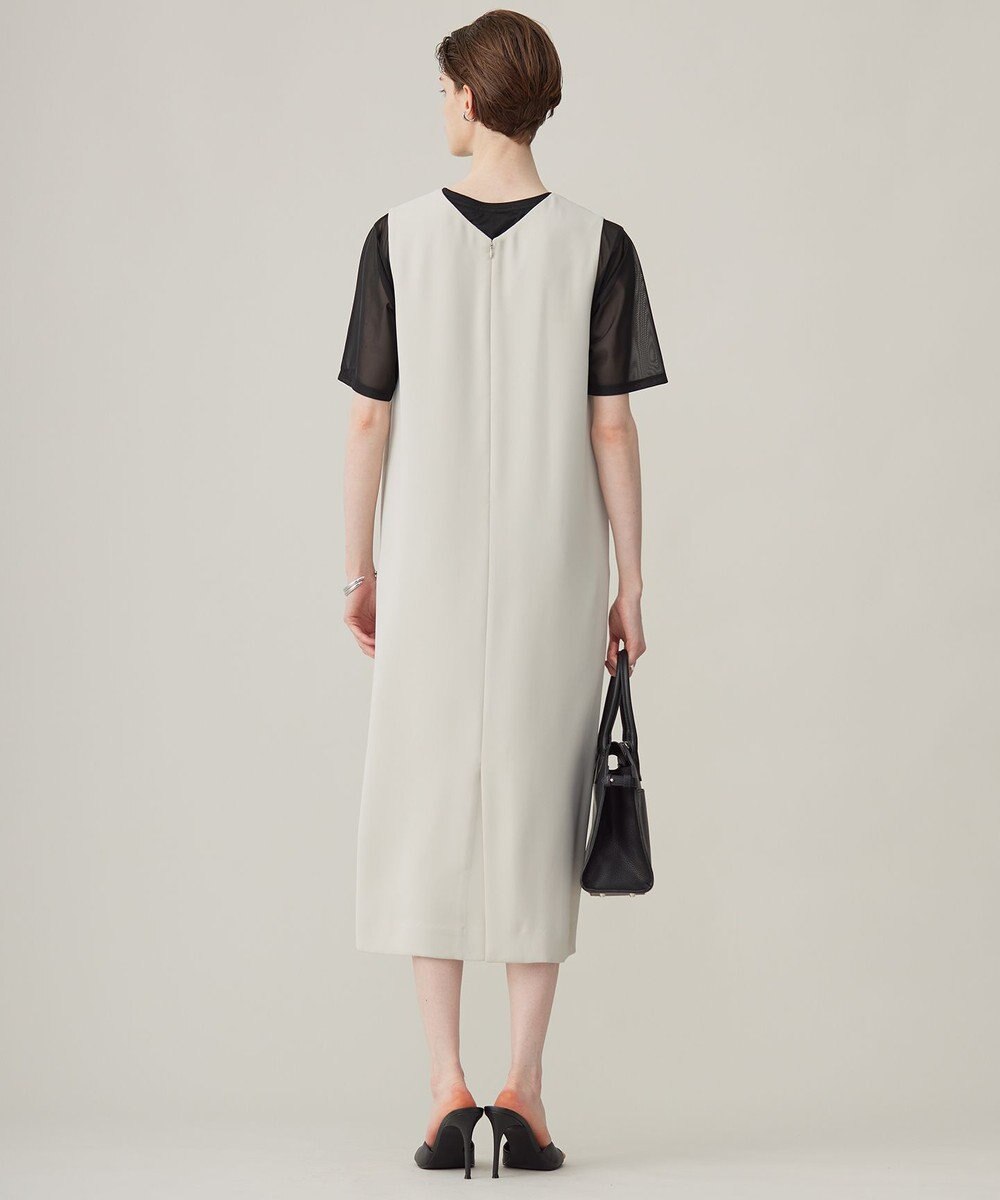 ICB L 【洗える】ライトダブルクロス Vネックワンピース 
