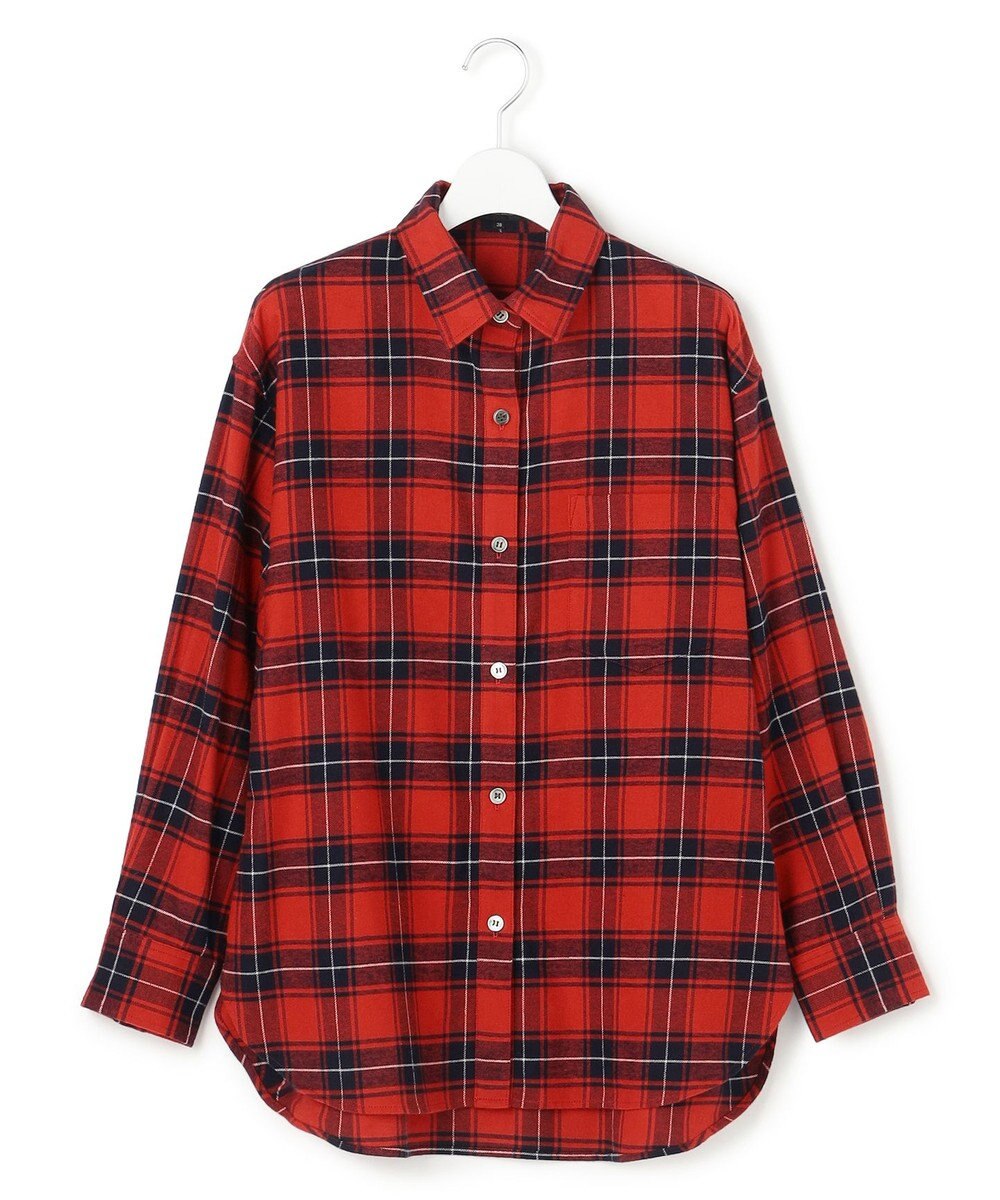 23区 L 【洗える】ブラッシュド ビエラチェック シャツ 