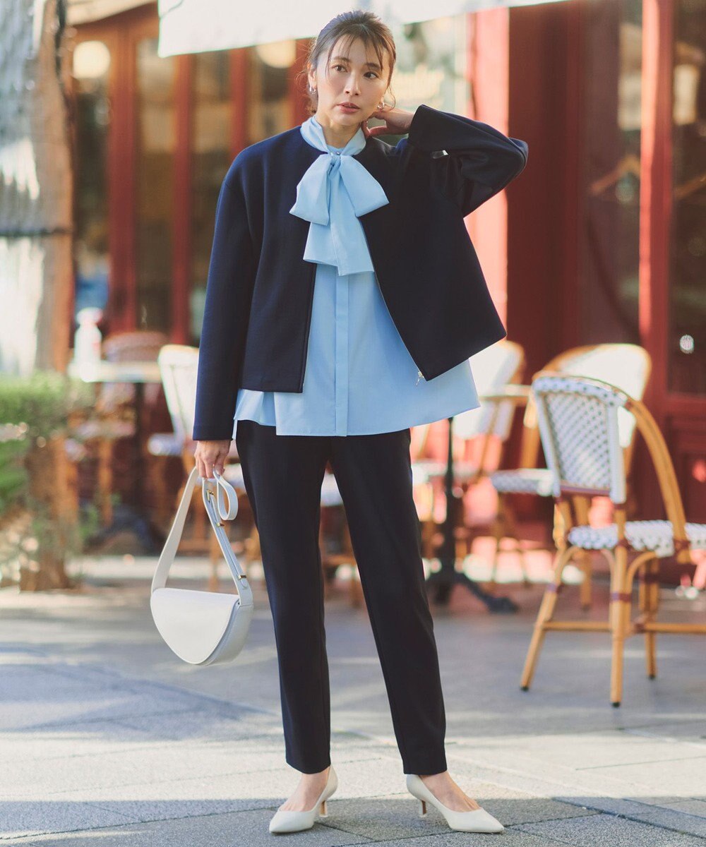 UNFILO 【取り外し可能なボウタイ付き】2WAY ボウタイブラウス 