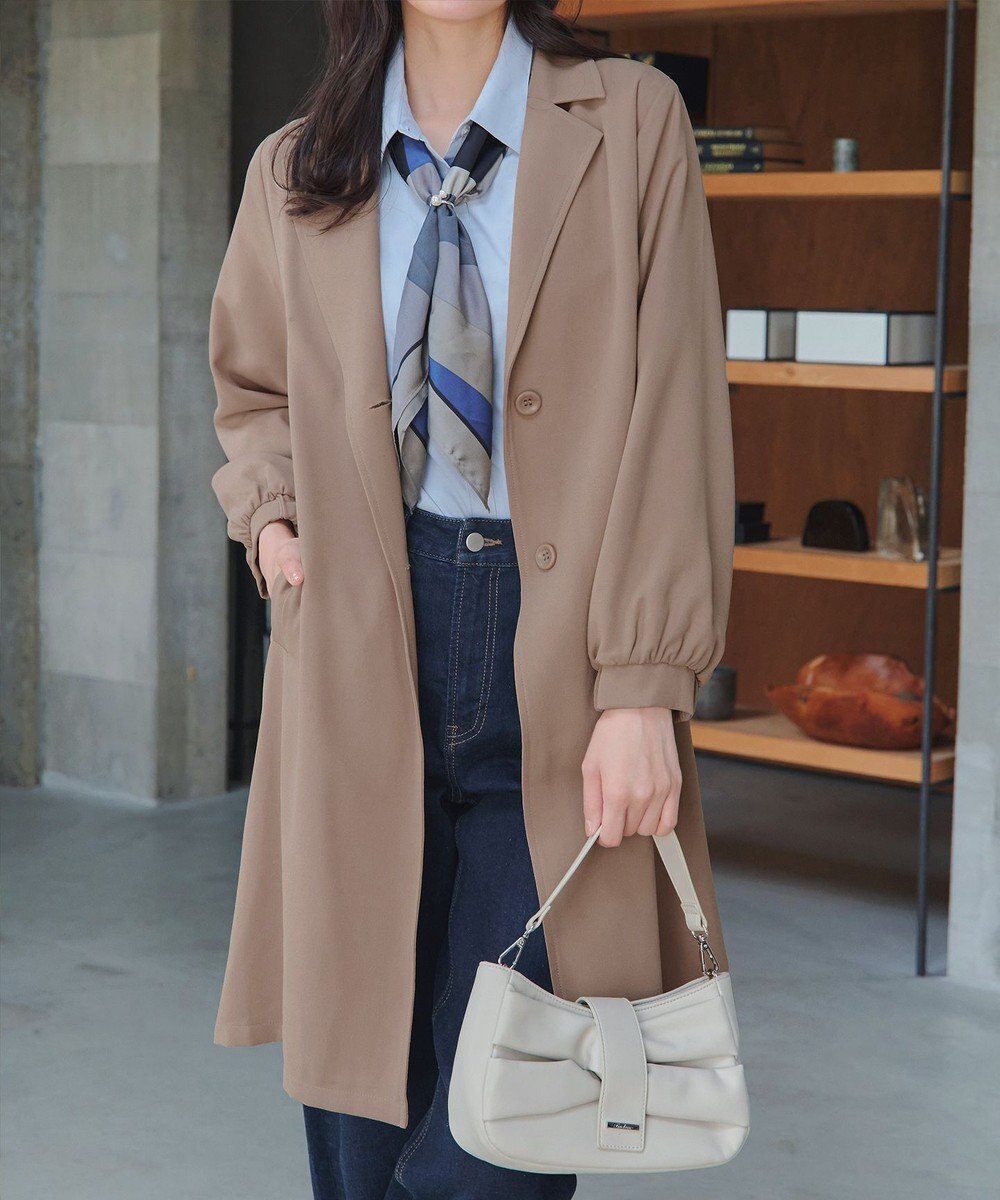 Tiaclasse 【洗える】バックプリーツパフスリーブコート 