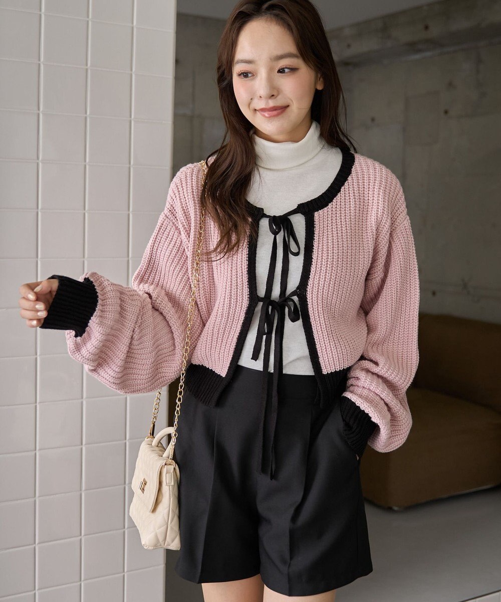 WEGO 【2024年秋冬新色カラー追加★】リボン2WAYカーデ 