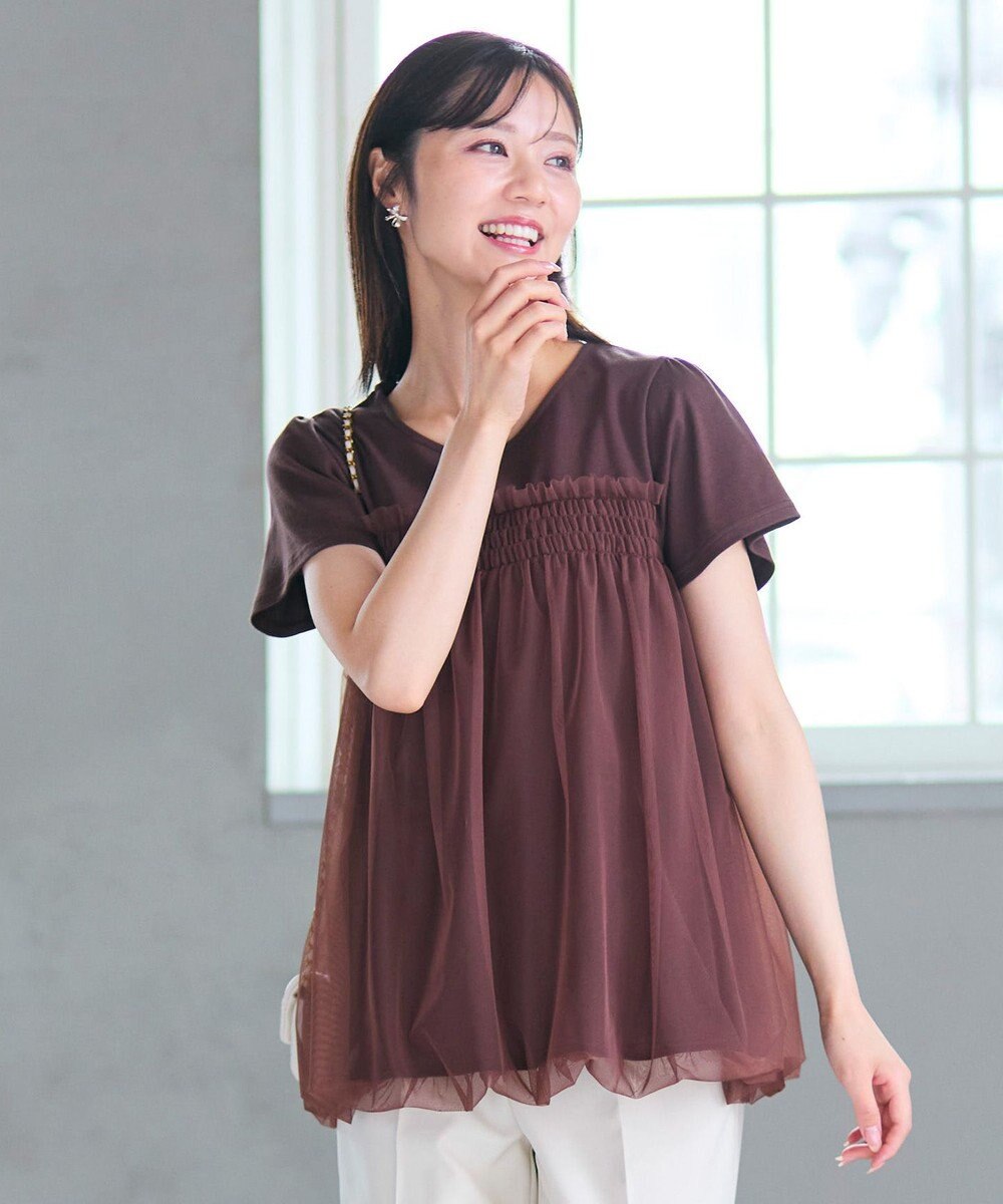 Feroux 【汗ジミが目立たない・洗える】バルーンチュール Tシャツ 