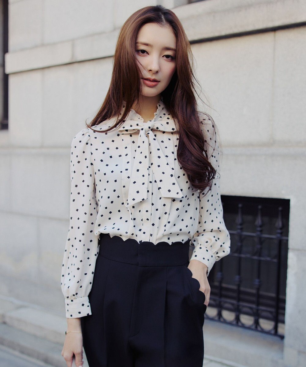 TOCCA PROMISE RIBBON ROSETTE ドット柄ブラウス 