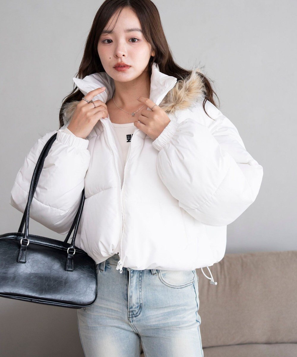 WEGO 【25年秋冬新作/SMサイズ展開】2WAYファーフードショートパファーブルゾン 