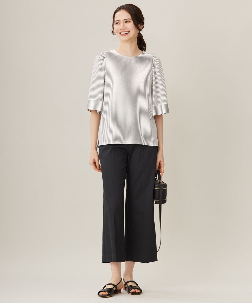 自由区 【洗える】リヨセルコットンストライプ カットソー 