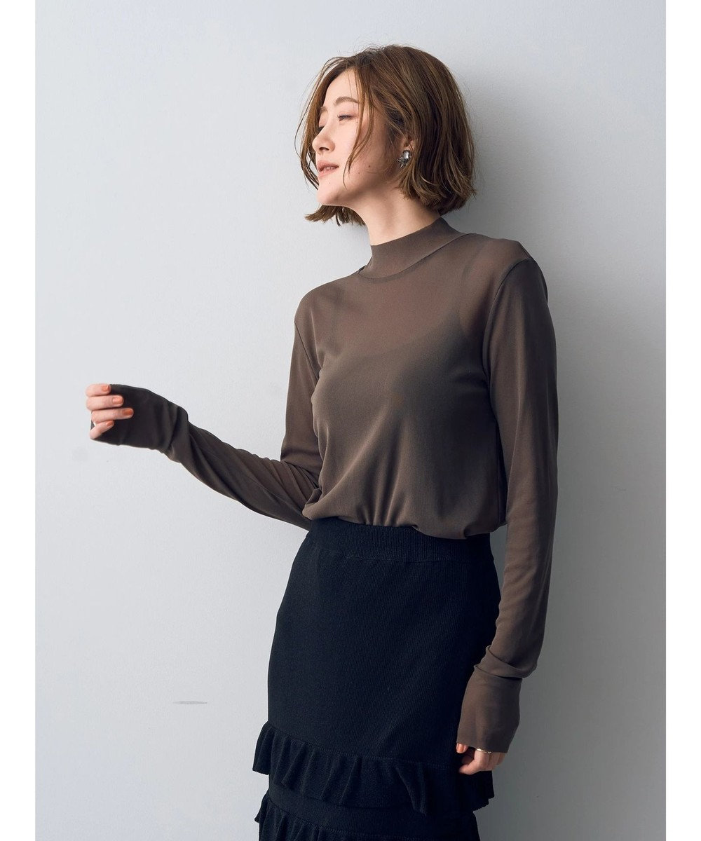 YECCA VECCA ハイネックシアートップス Brown