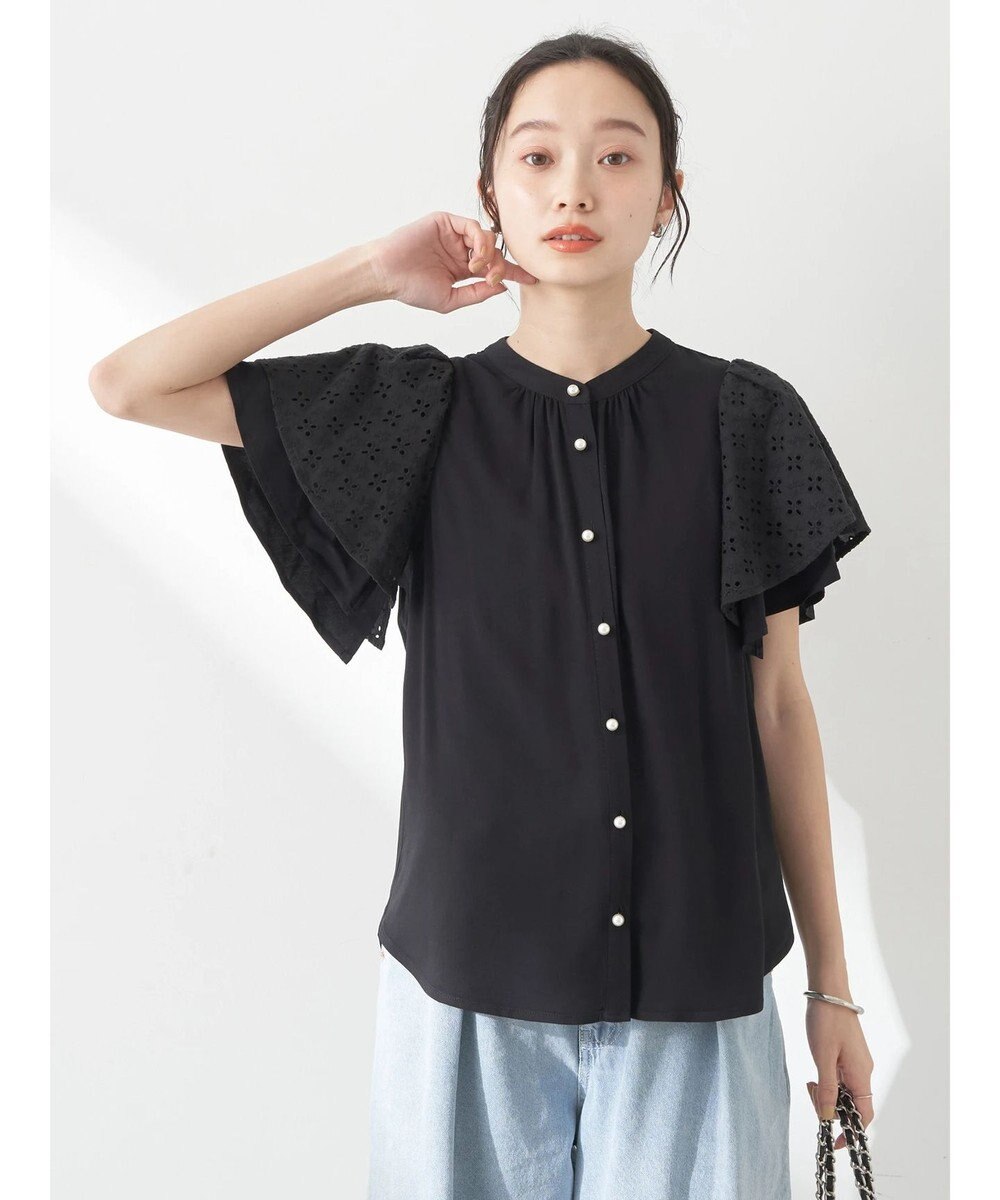 earth music&ecology レースラッフルブラウス 