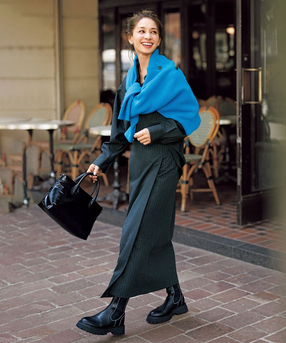 UNFILO ウールライク バンドカラーシャツ 