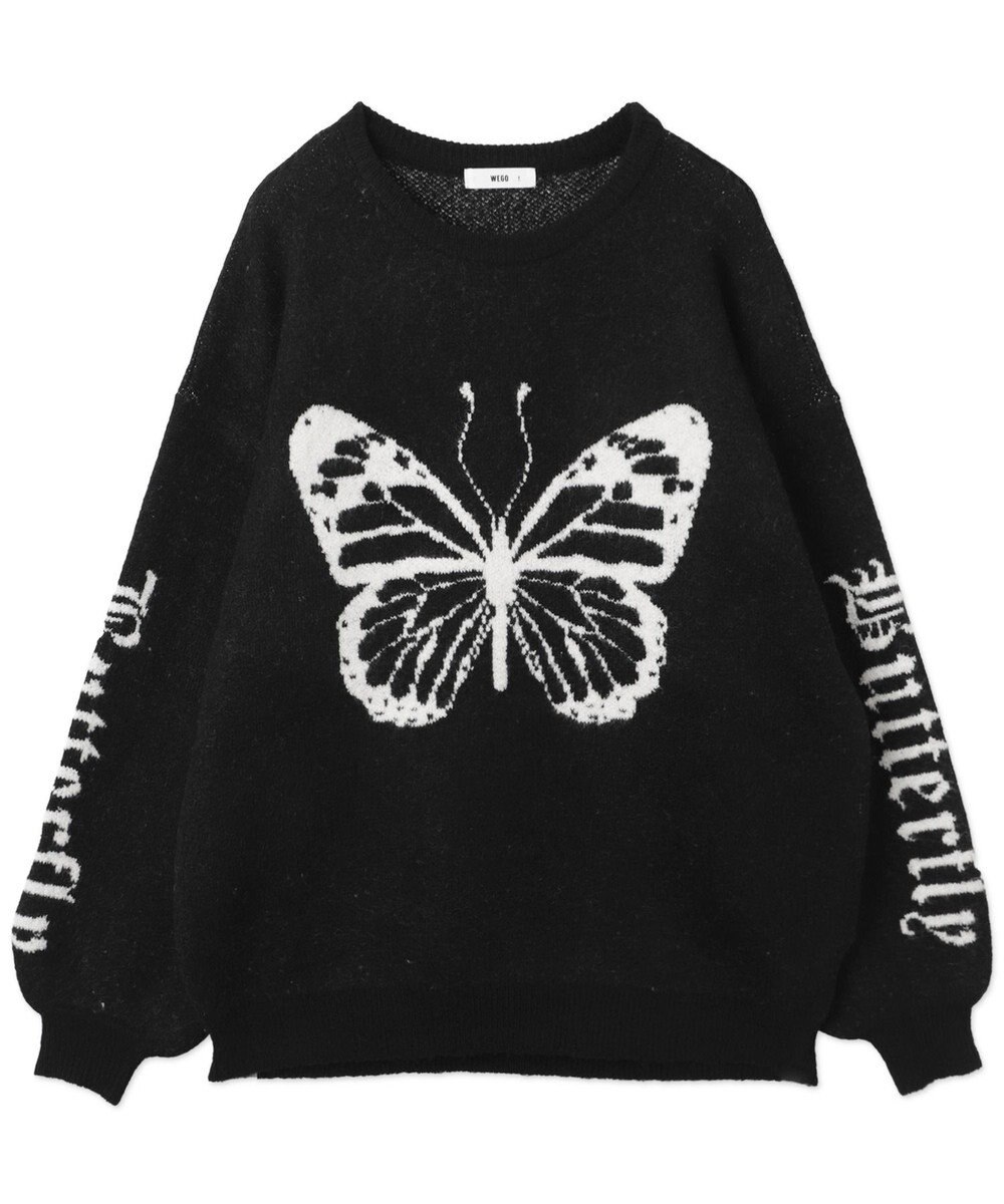 WEGO モチーフグラフィックフラッフィーニットプルオーバー 