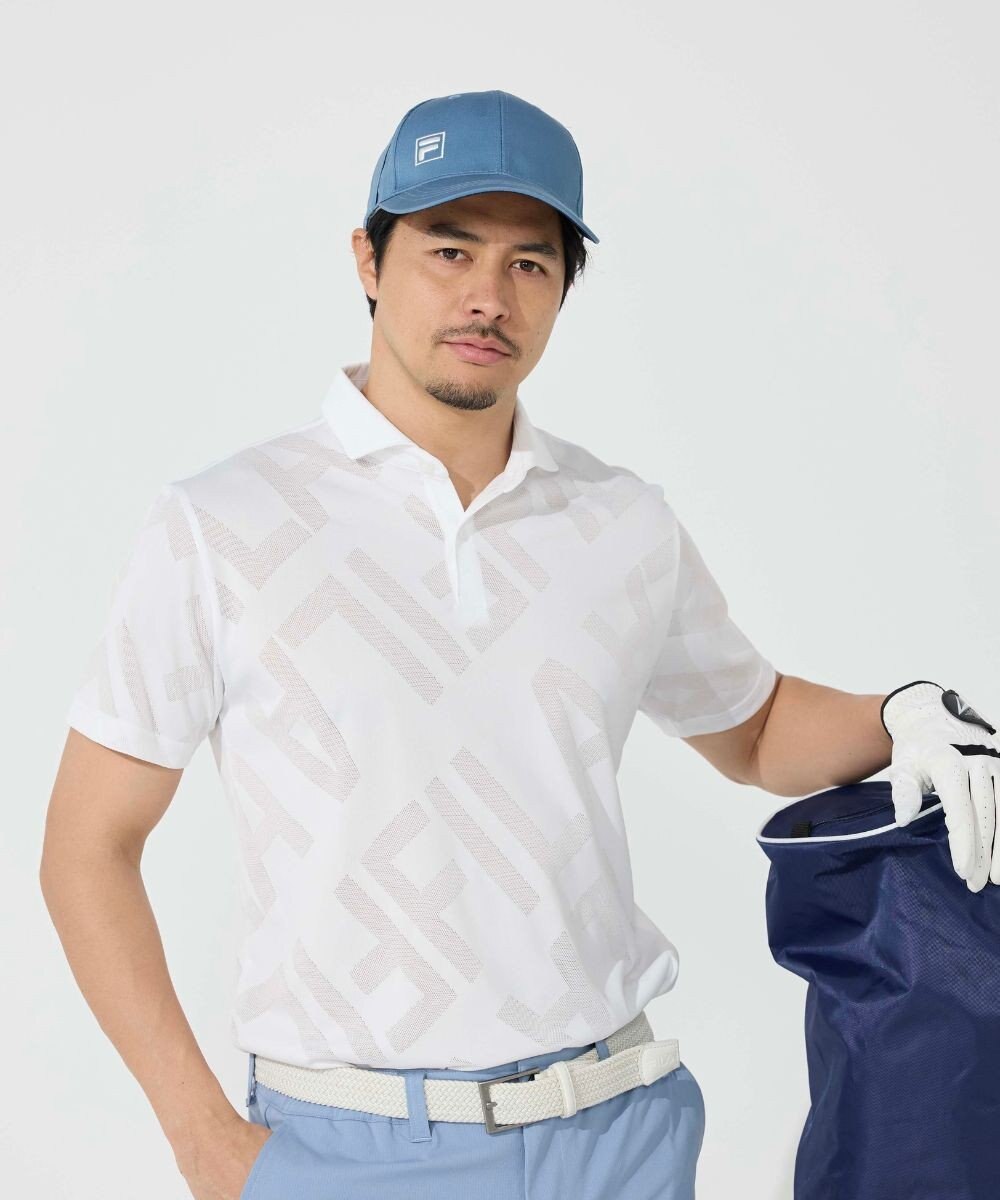 FILA GOLF／marie claire 【FILA GOLF】メッシュ加工ビックロゴ半袖ポロシャツ 