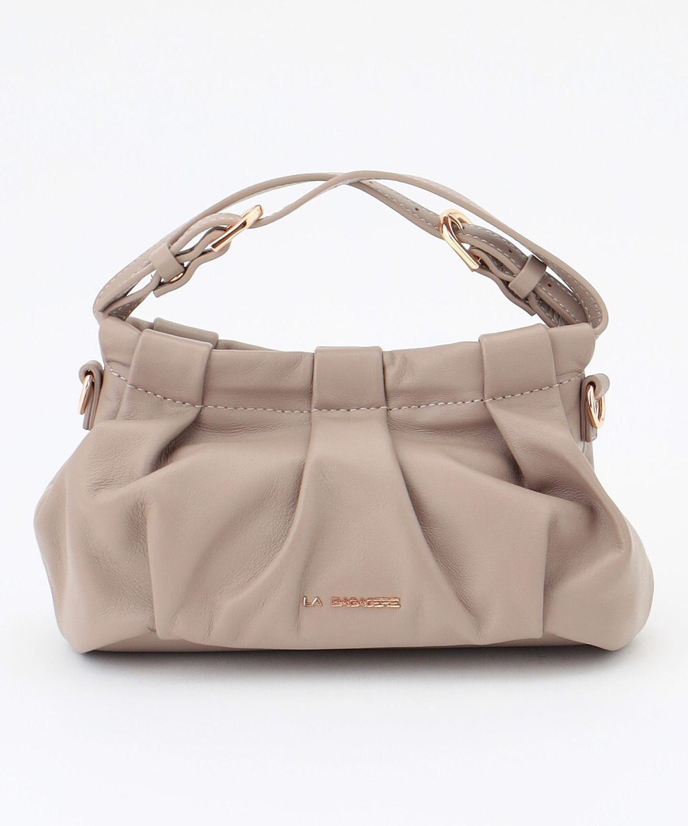 LA BAGAGERIE シープレザー　ギャザーミニマムバッグ 