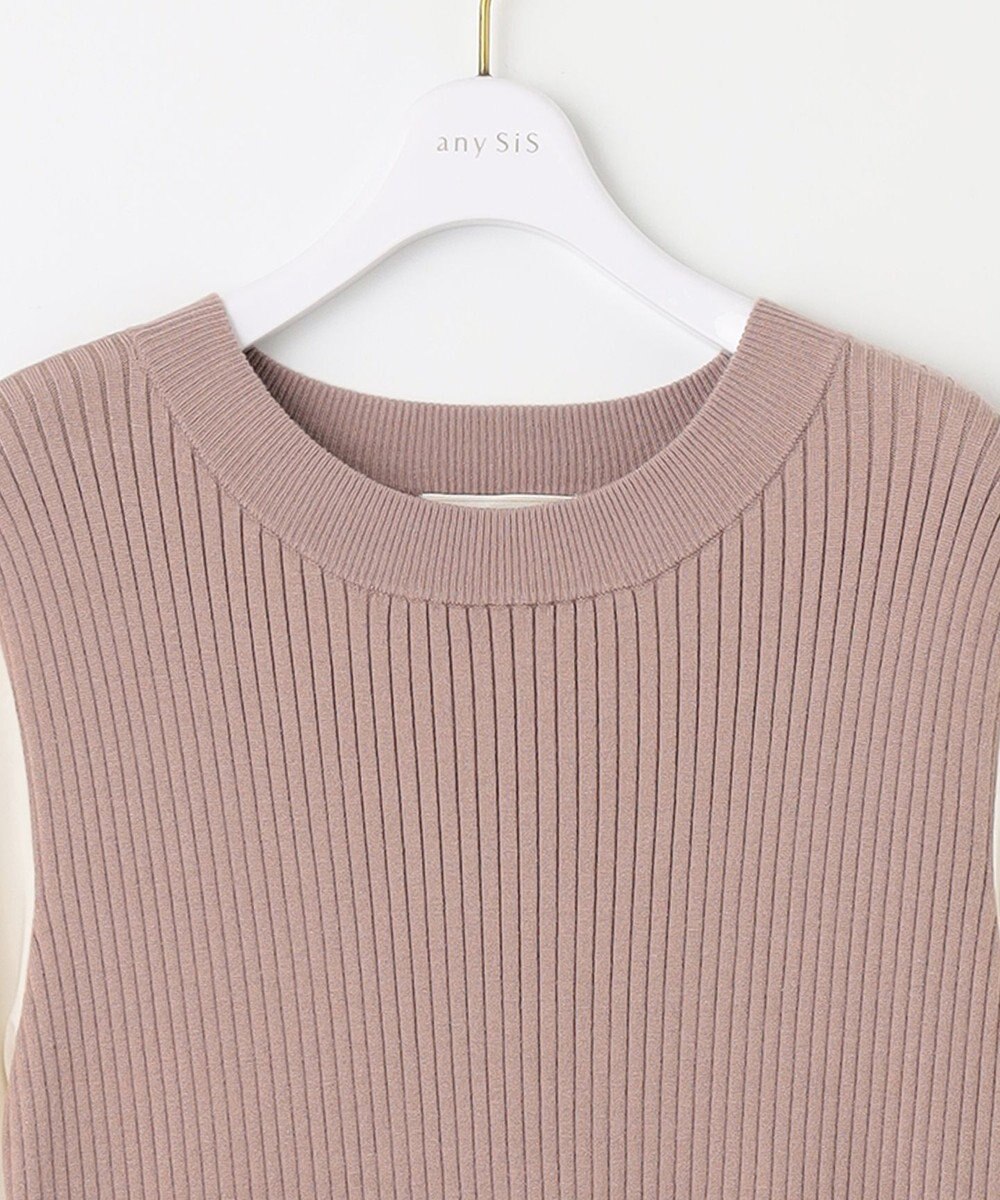 ANY SIS 【洗える】異素材コンビフレアニット ワンピース 