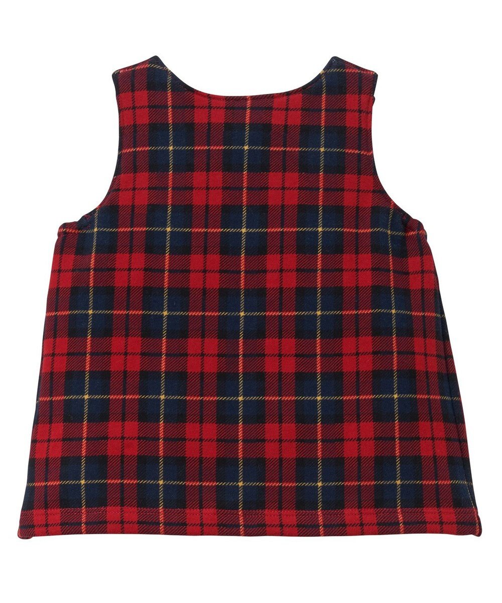 MIKI HOUSE HOT BISCUITS 【70-100cm】 チェック柄 裏毛パイル ジャンパースカート 