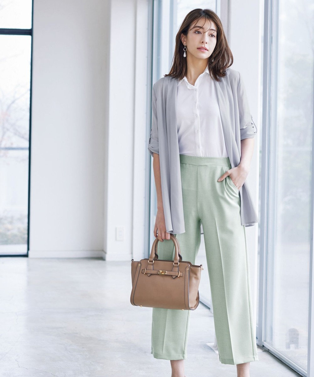 Tiaclasse 【日本製・洗える】麻調ワイドパンツ 