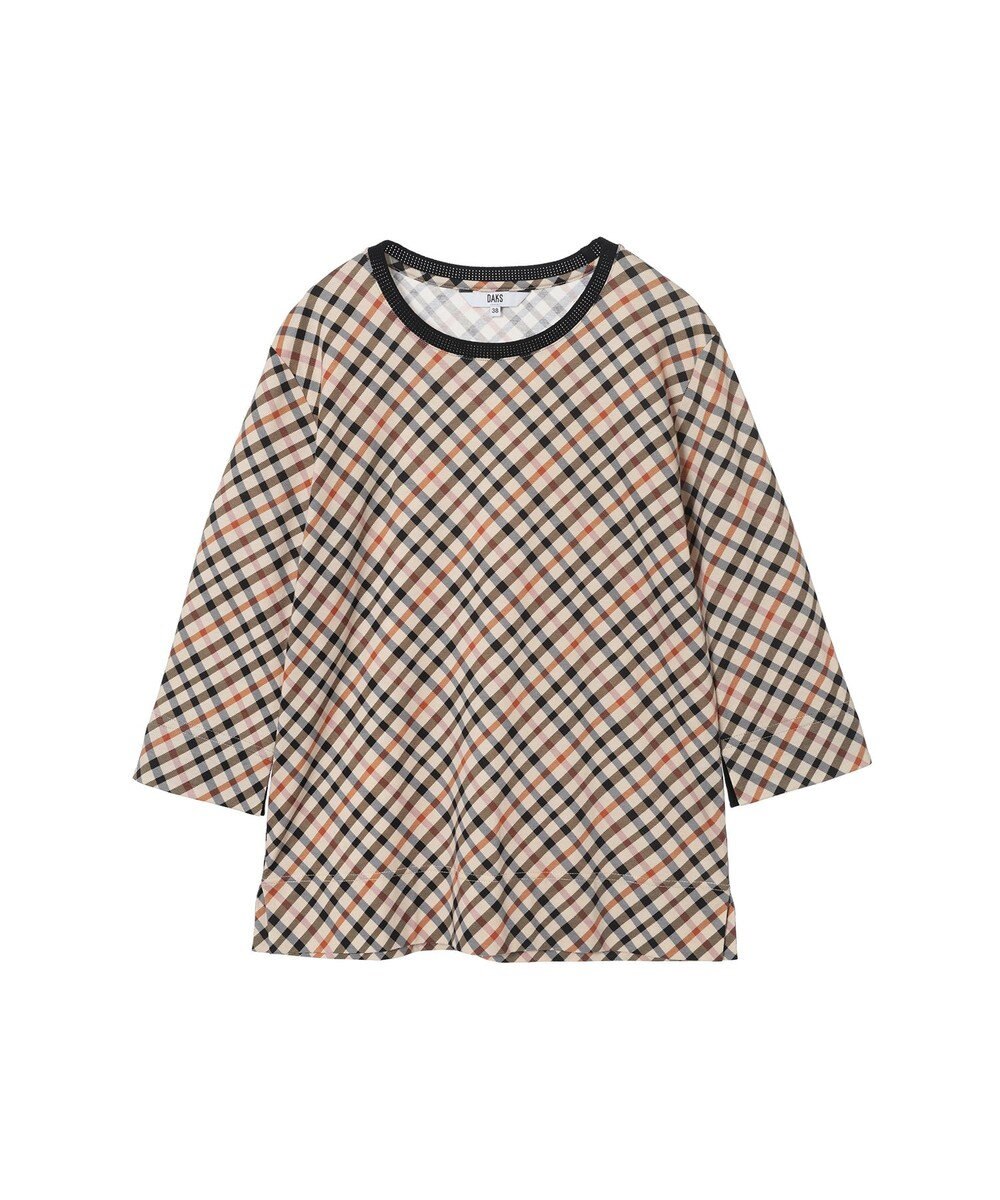 DAKS チェックプリント七分袖Tシャツ 
