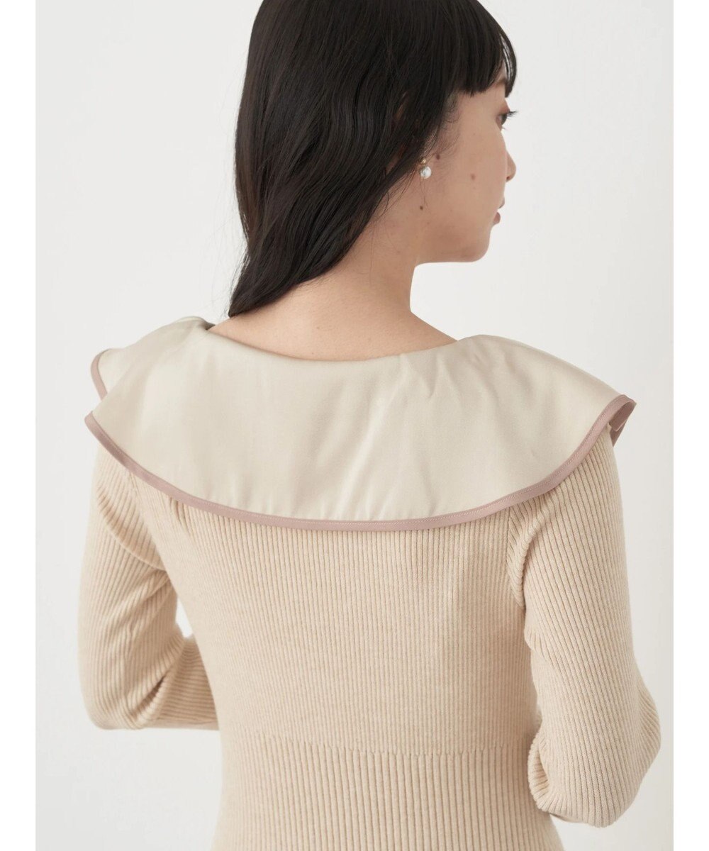 earth music&ecology パイピングフレアカラーニットワンピース 