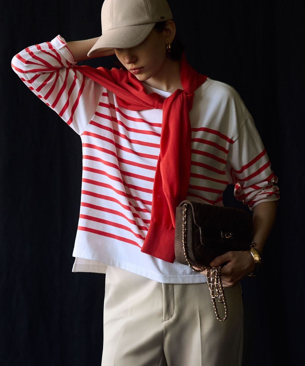 23区 L 【洗える】Armor-lux パネルボーダー 長袖Tシャツ 